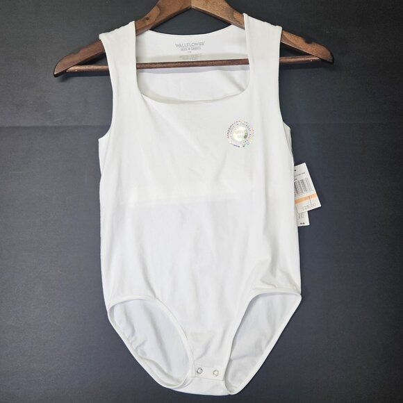 Wallflower Other - WallFlower Women's Sz S/M White Bodysuit Snap Button Square Neck W/ Inner Suppor